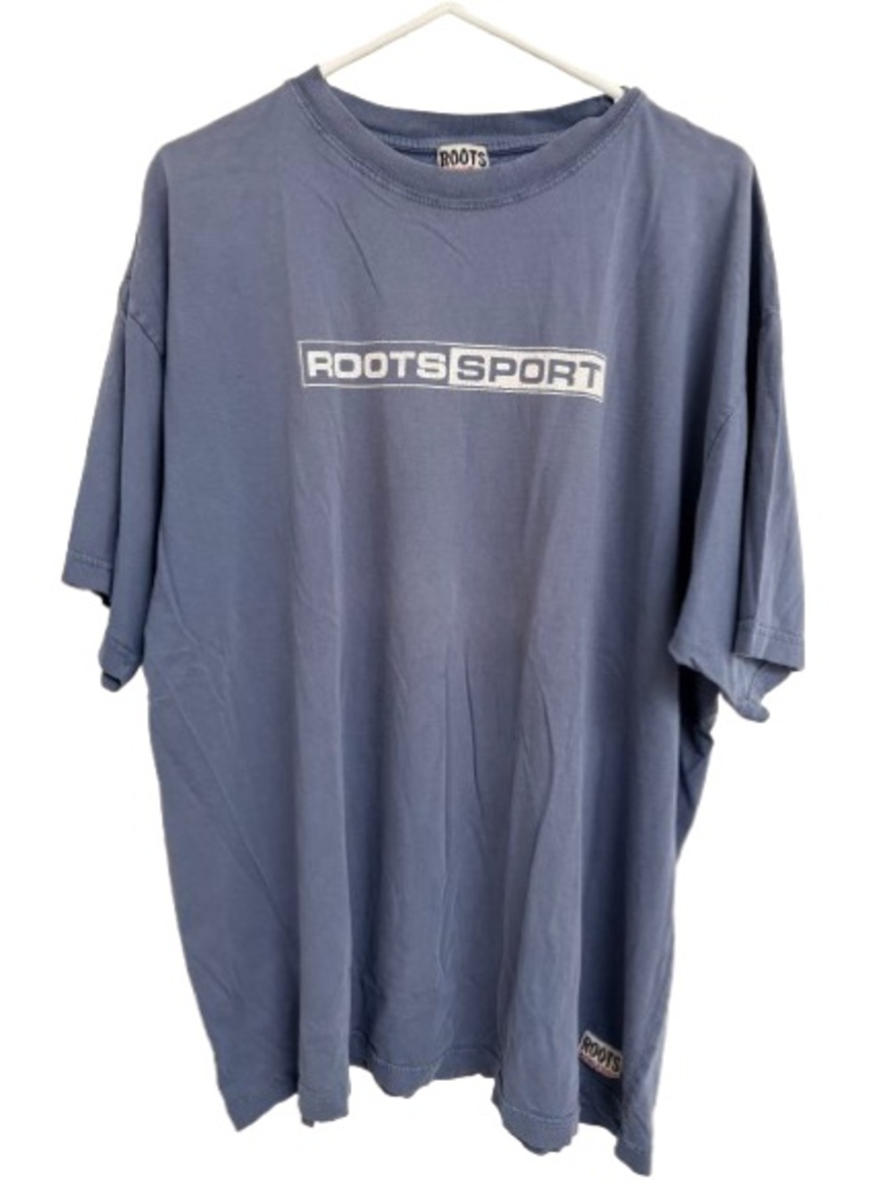 Roots Short-Sleeve Crewneck T-Shirt in Slate Blue with White Logo